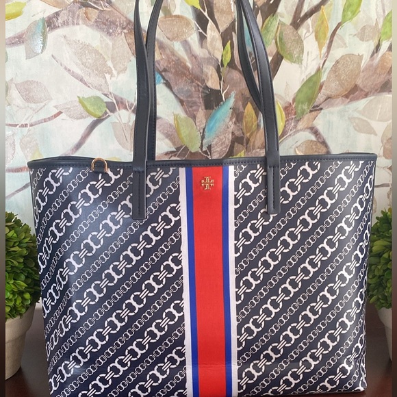 TORY BURCH 💙NAVY💙 GEMINI LINK TOTE BAG 🌟EUC🌟 - Picture 4 of 17
